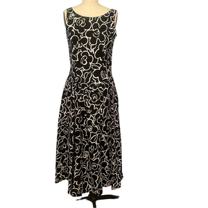 Accentuette Black & White Floral Vintage Sundress Midi/Maxi Dress – Sz 10